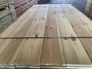 Ca. 165x Grenen schuttingplanken groen geïmpregneerd, 16x140mm, lengte